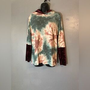 HoneyMe Tie Dye Hooded top With Velvet Accents